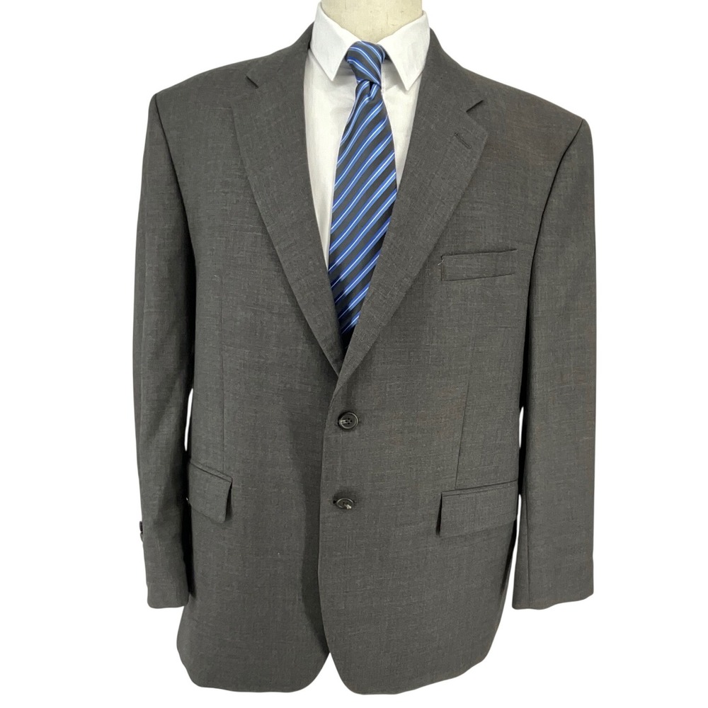 Lauren Ralph Lauren Men Classic Charcoal Grey Two Button Wool Blazer Suit Jacket
